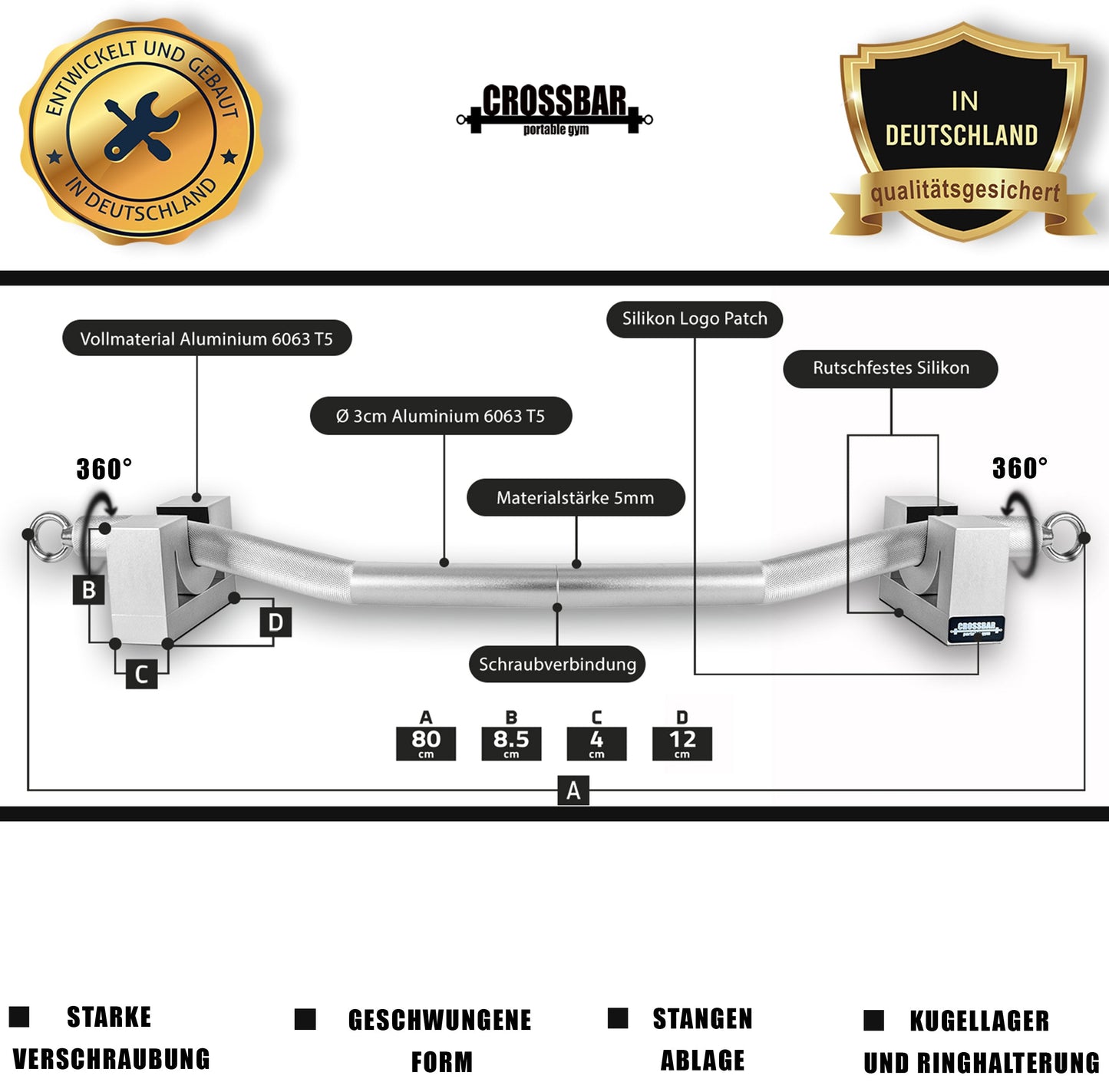 Ultimate Box Set - Crossbar Set 80 Kg Widerstand - inkl Tür und Outdoor-Anker, Handgriffe, Fußschlaufen - Crossbar portable gym