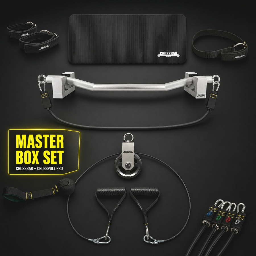 Master Box Set - Crossbar + Crosspull Set 80 Kg Widerstand - inkl Türanker, Handgriffe - Crossbar portable gym