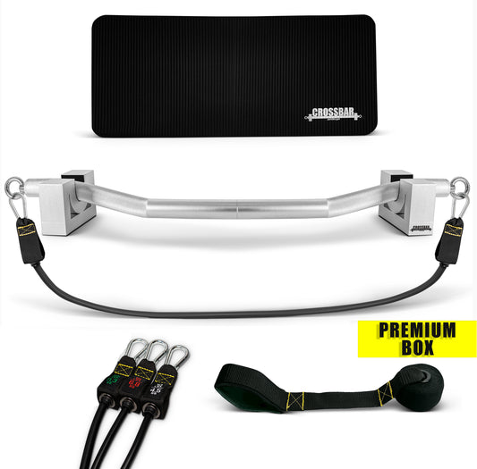 Premium Box 3 Latex Tubes 40 Kg Stange und Docking mit Widerstandsbänder | Inkl. Türanker Tasche und Matte - Crossbar portable gym